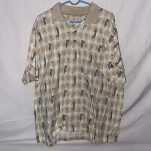 Vintage Grand Slam Mens Size XXL Golf Polo Short Sleeve All Over Golfing Print